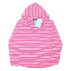 REGATTA Womens Pink & White Striped Hoodie UK 18 Cotton Blend Casual Pullover