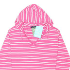REGATTA Womens Pink & White Striped Hoodie UK 18 Cotton Blend Casual Pullover