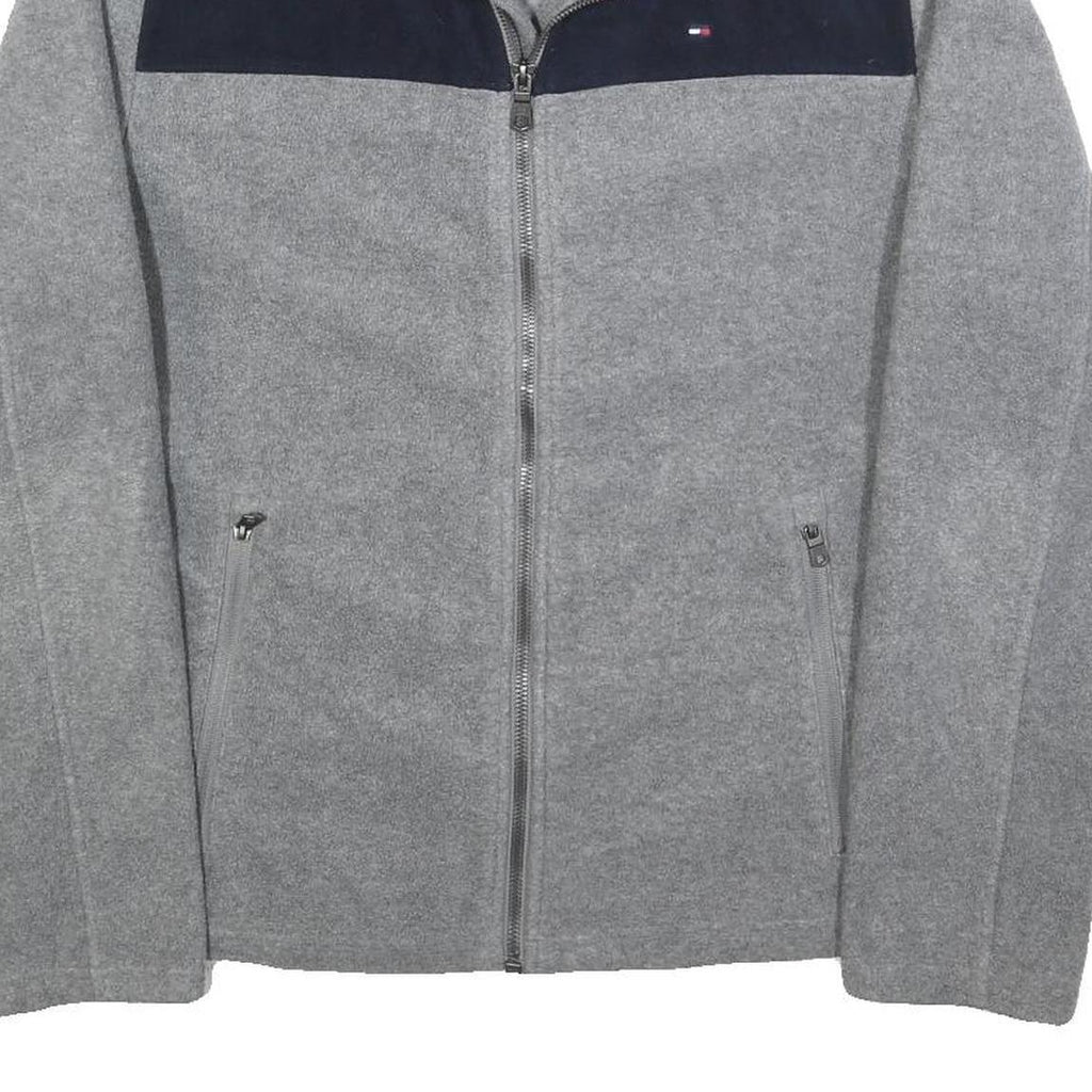 TOMMY HILFIGER Mens Grey & Navy Casual Zip Jacket M Polyester Plain Lightweight