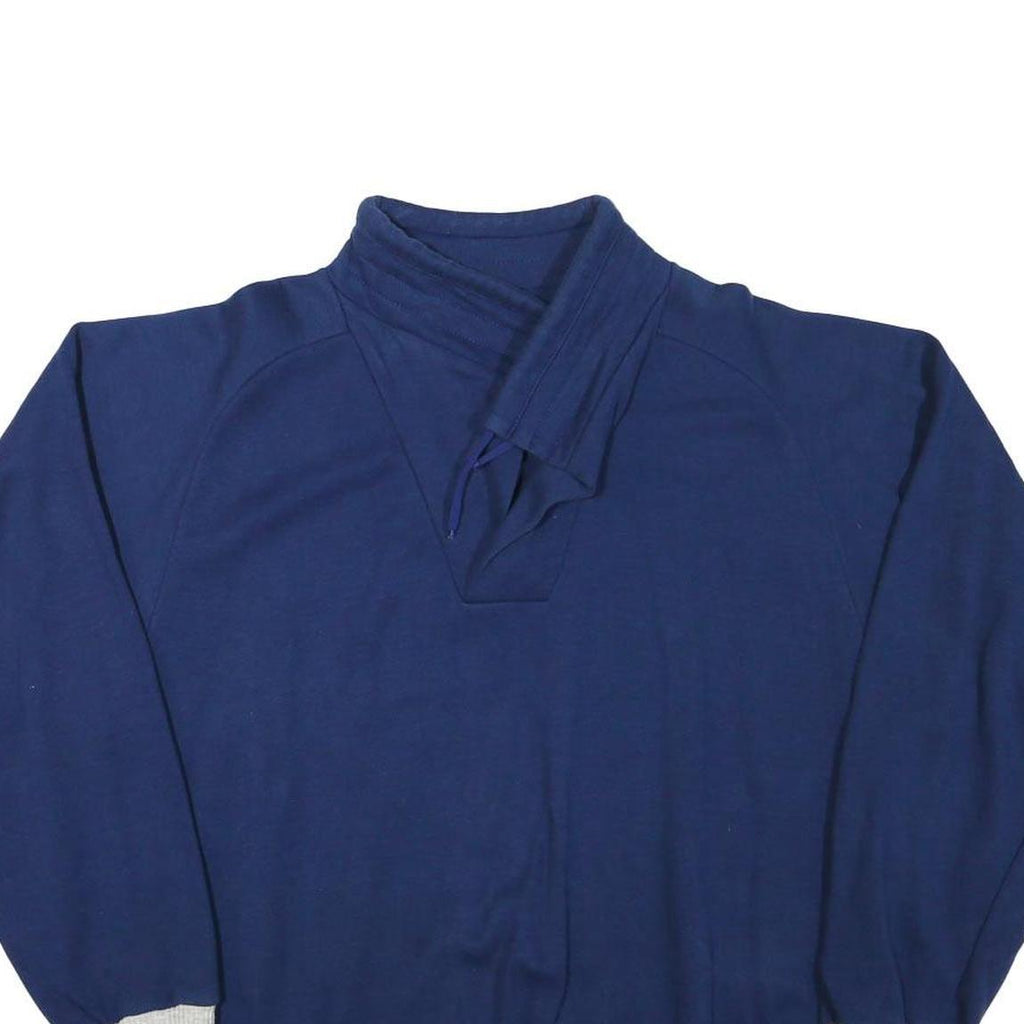 BIEDERMANN Mens Navy Blue Sweatshirt Collared M Cotton Blend Pullover Casual