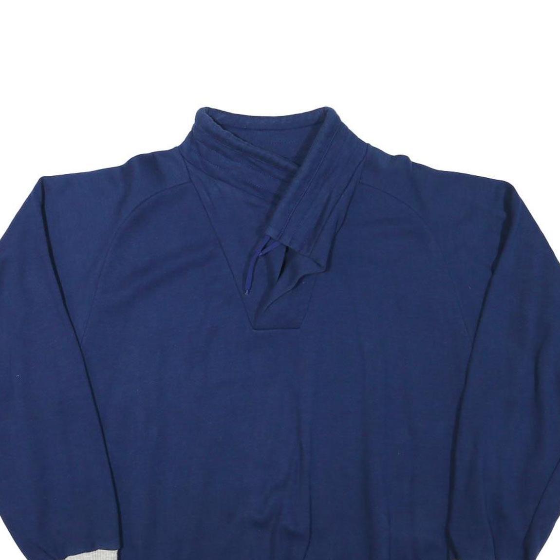 BIEDERMANN Mens Navy Blue Sweatshirt Collared M Cotton Blend Pullover Casual