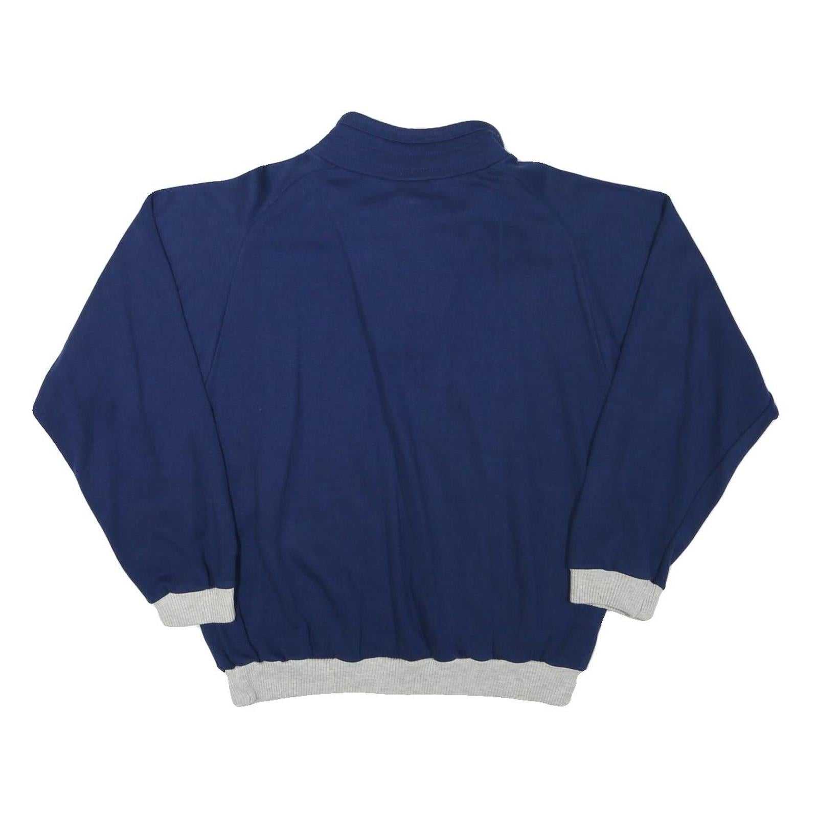 BIEDERMANN Mens Navy Blue Sweatshirt Collared M Cotton Blend Pullover Casual