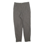 GARDEUR Womens Wool Woven Grey Check Regular Fit Straight Trousers W32 L30 Zip