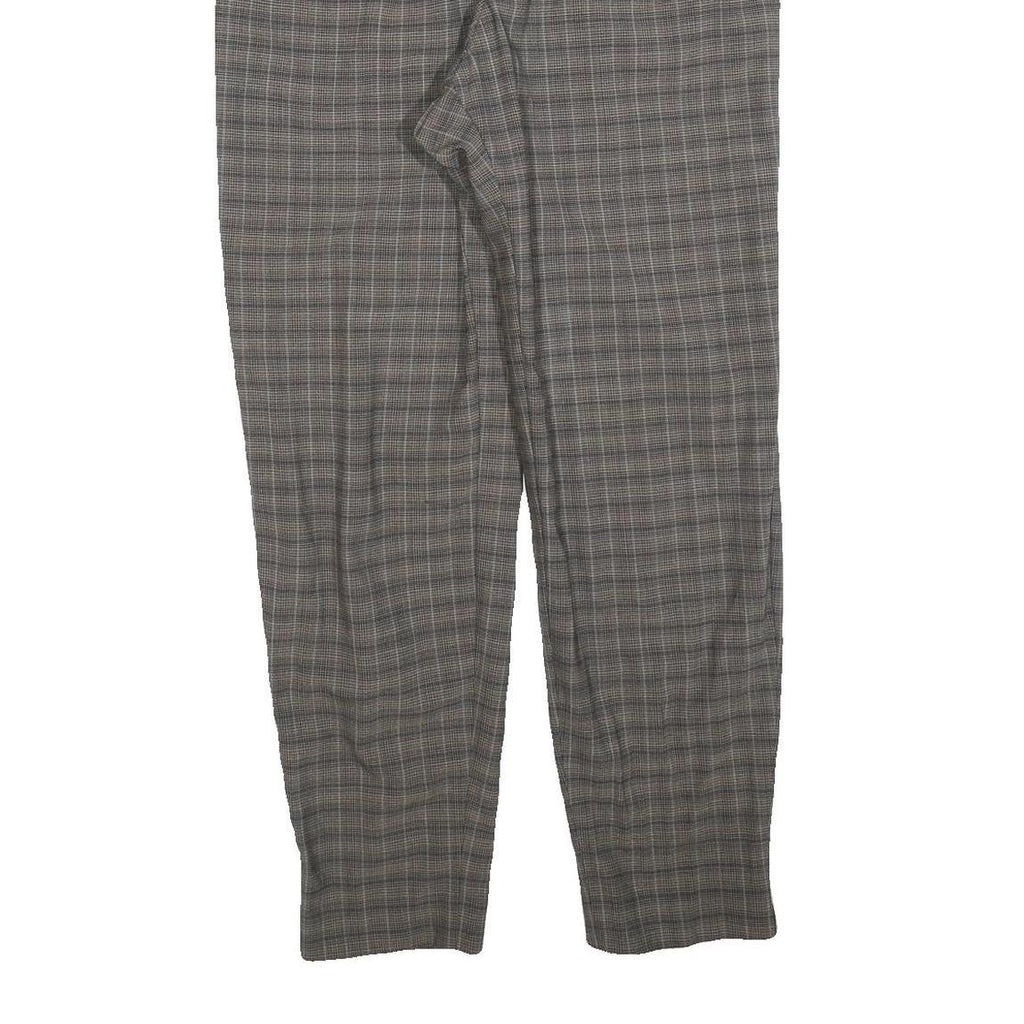 GARDEUR Womens Wool Woven Grey Check Regular Fit Straight Trousers W32 L30 Zip