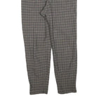 GARDEUR Womens Wool Woven Grey Check Regular Fit Straight Trousers W32 L30 Zip