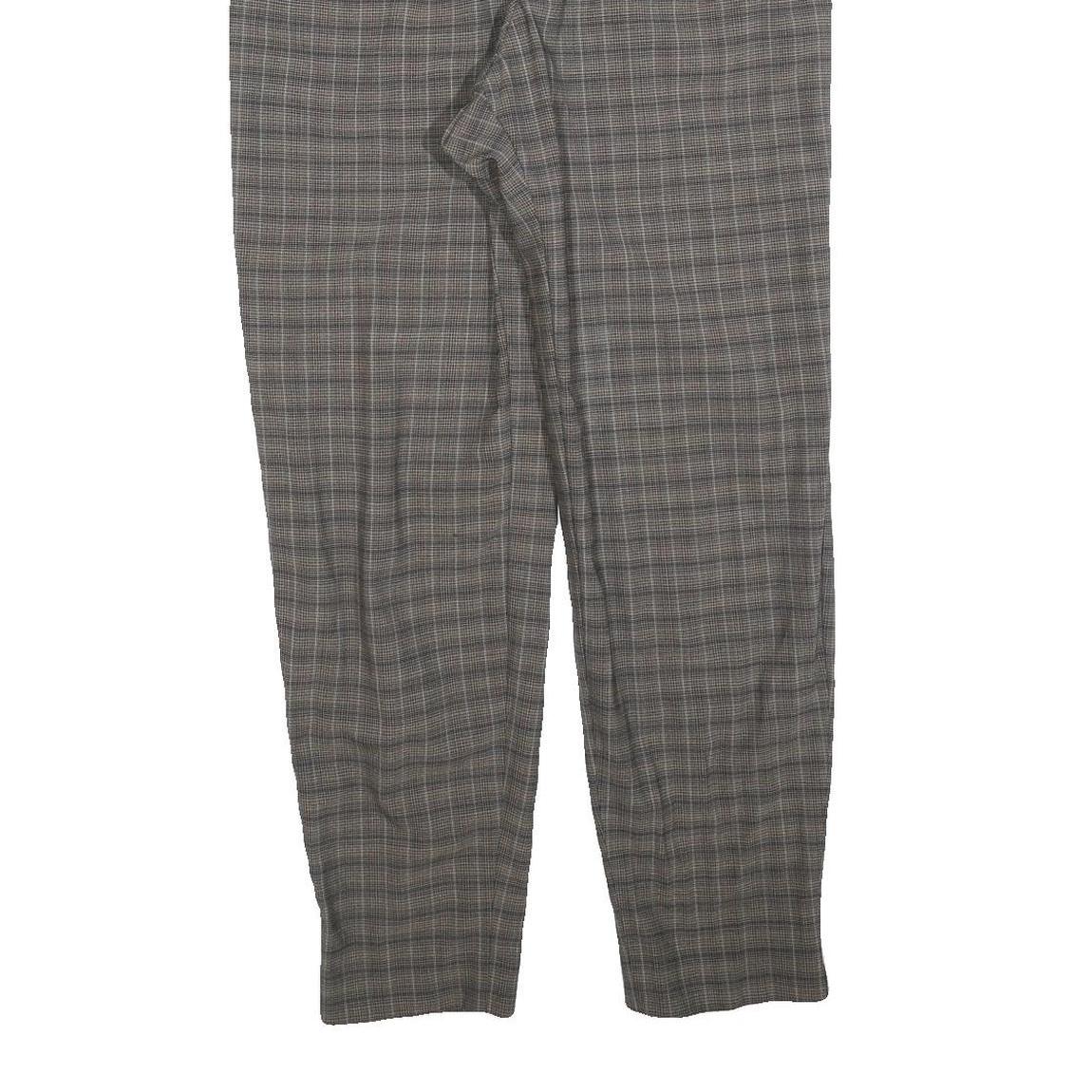 GARDEUR Womens Wool Woven Grey Check Regular Fit Straight Trousers W32 L30 Zip