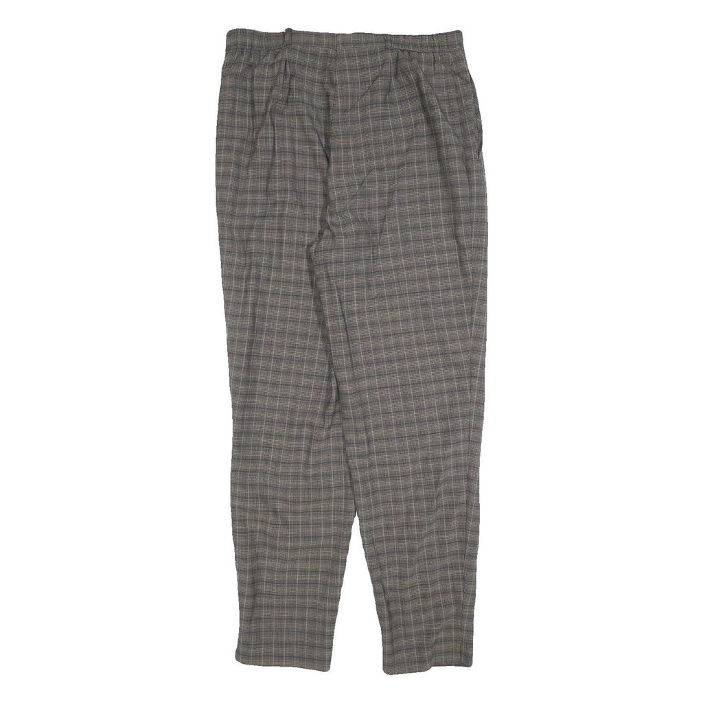 GARDEUR Womens Wool Woven Grey Check Regular Fit Straight Trousers W32 L30 Zip