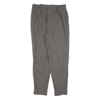 GARDEUR Womens Wool Woven Grey Check Regular Fit Straight Trousers W32 L30 Zip