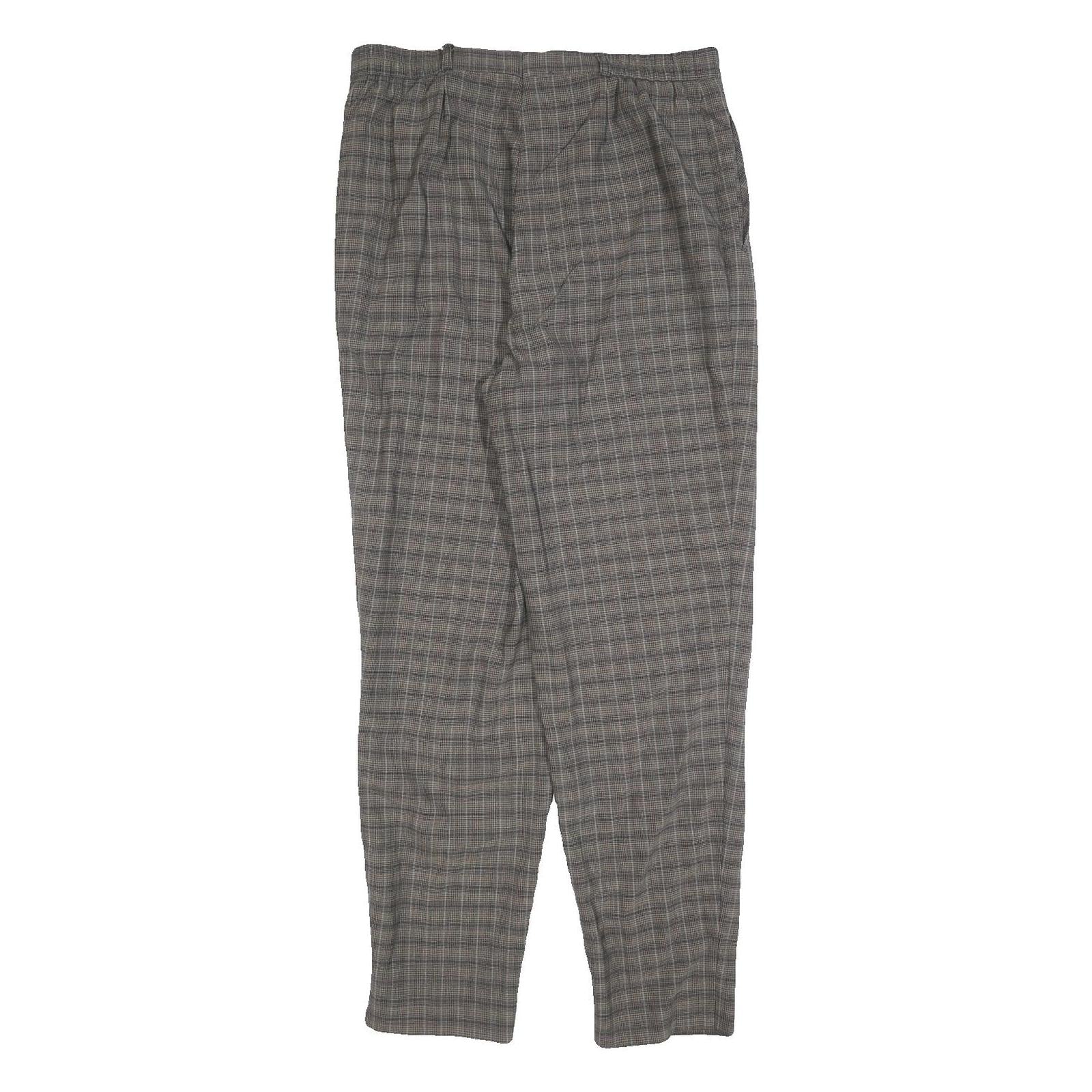 GARDEUR Womens Wool Woven Grey Check Regular Fit Straight Trousers W32 L30 Zip