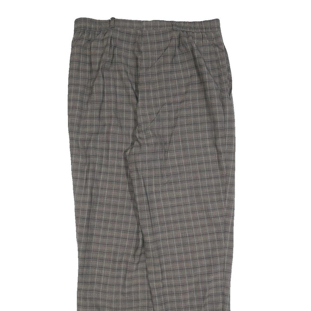 GARDEUR Womens Wool Woven Grey Check Regular Fit Straight Trousers W32 L30 Zip
