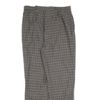 GARDEUR Womens Wool Woven Grey Check Regular Fit Straight Trousers W32 L30 Zip