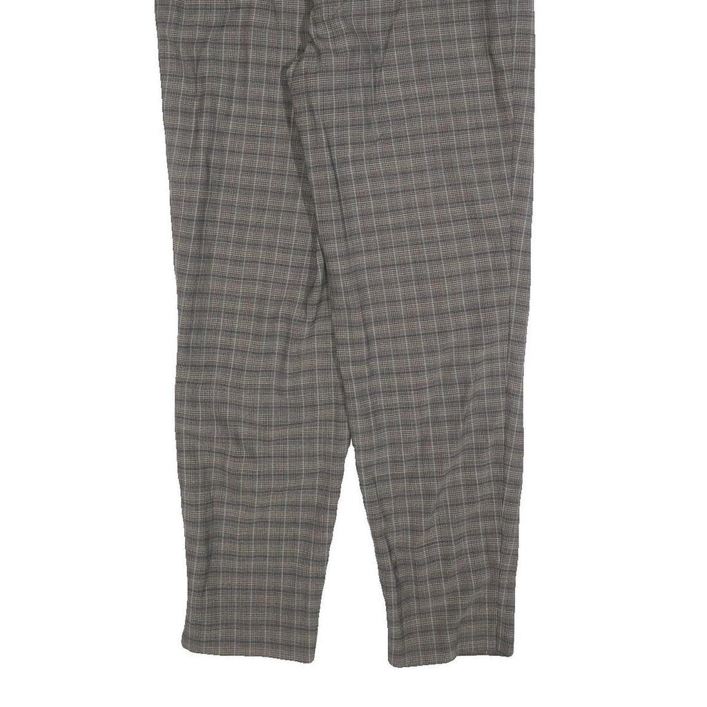 GARDEUR Womens Wool Woven Grey Check Regular Fit Straight Trousers W32 L30 Zip