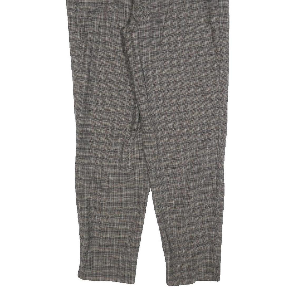 GARDEUR Womens Wool Woven Grey Check Regular Fit Straight Trousers W32 L30 Zip