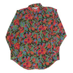 PARTNERS Womens Black Floral Shirt Long Sleeve Collared L Polyester Blend Blouse