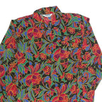PARTNERS Womens Black Floral Shirt Long Sleeve Collared L Polyester Blend Blouse