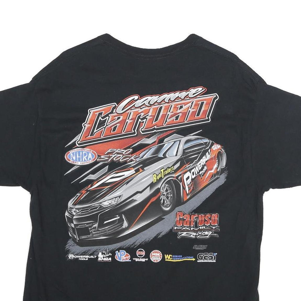 Mens Black Carrie Caruso Graphic T-Shirt M Short Sleeve Crew Neck Motor Racing