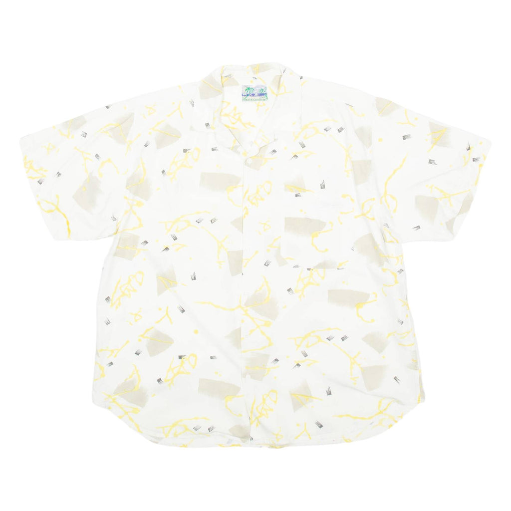 Mens Shirt White Crazy Pattern XL