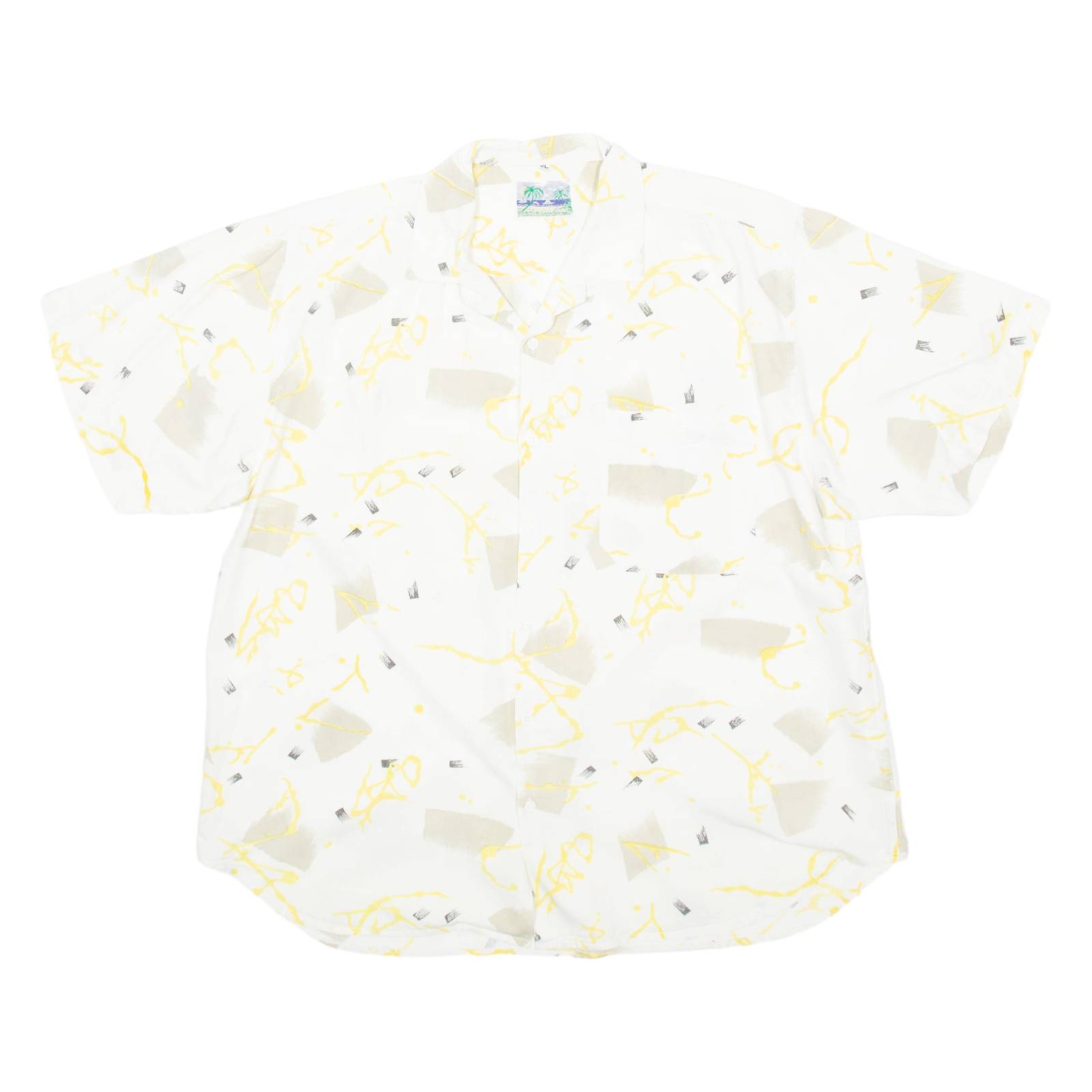 Mens Shirt White Crazy Pattern XL