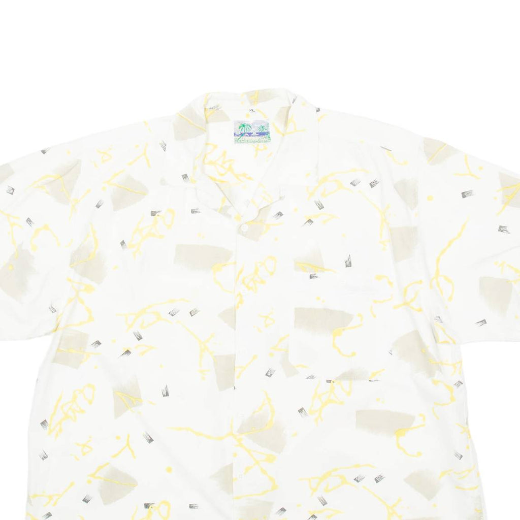 Mens Shirt White Crazy Pattern XL