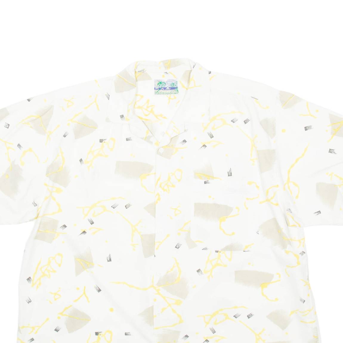 Mens Shirt White Crazy Pattern XL