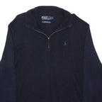 POLO RALPH LAUREN Mens Navy Blue Pullover Plain Cotton Jumper Quarter Zip L