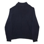 POLO RALPH LAUREN Mens Navy Blue Pullover Plain Cotton Jumper Quarter Zip L