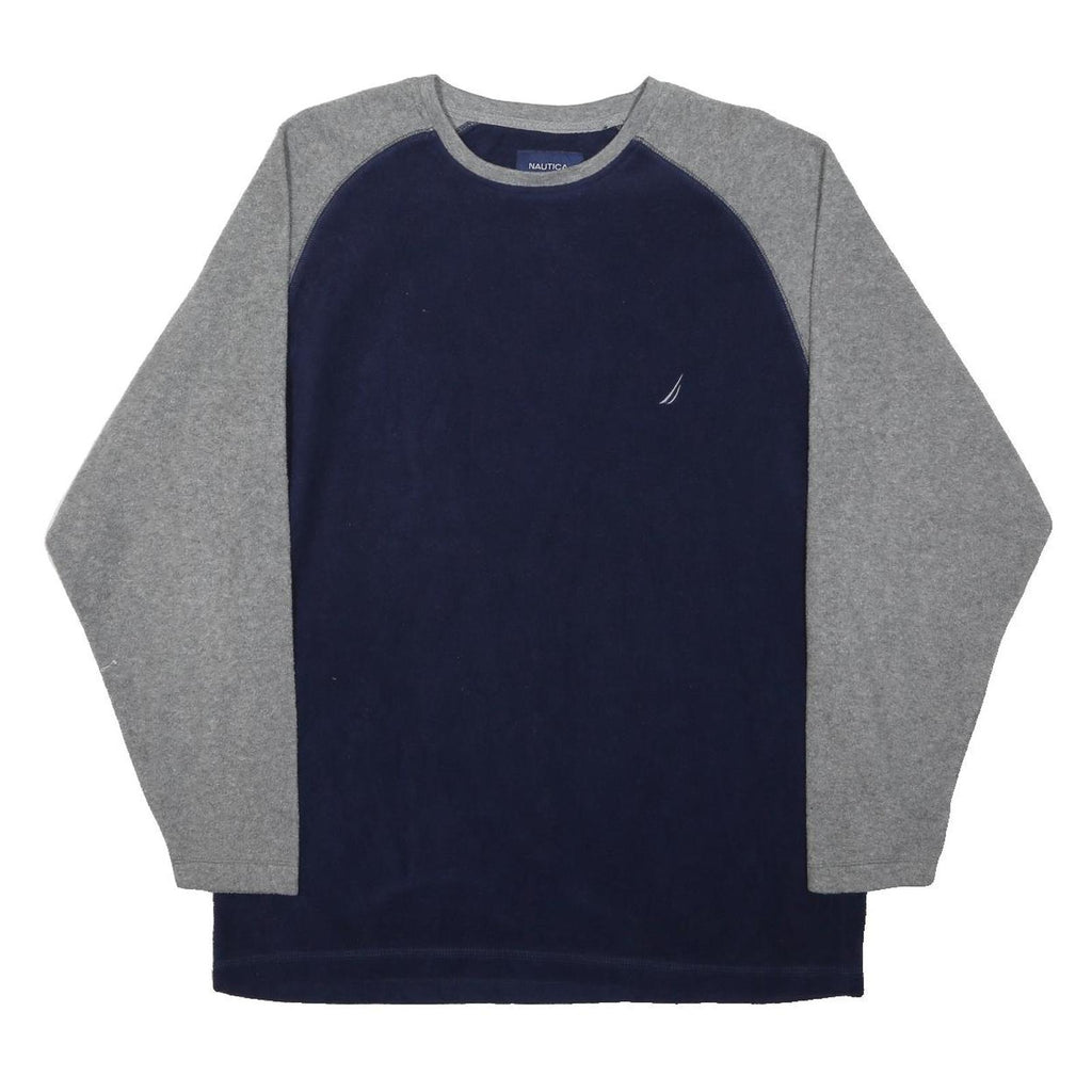 NAUTICA Mens Navy & Grey Plain Polyester Crew Neck Basic Knit Jumper M Casual