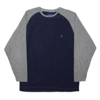 NAUTICA Mens Navy & Grey Plain Polyester Crew Neck Basic Knit Jumper M Casual