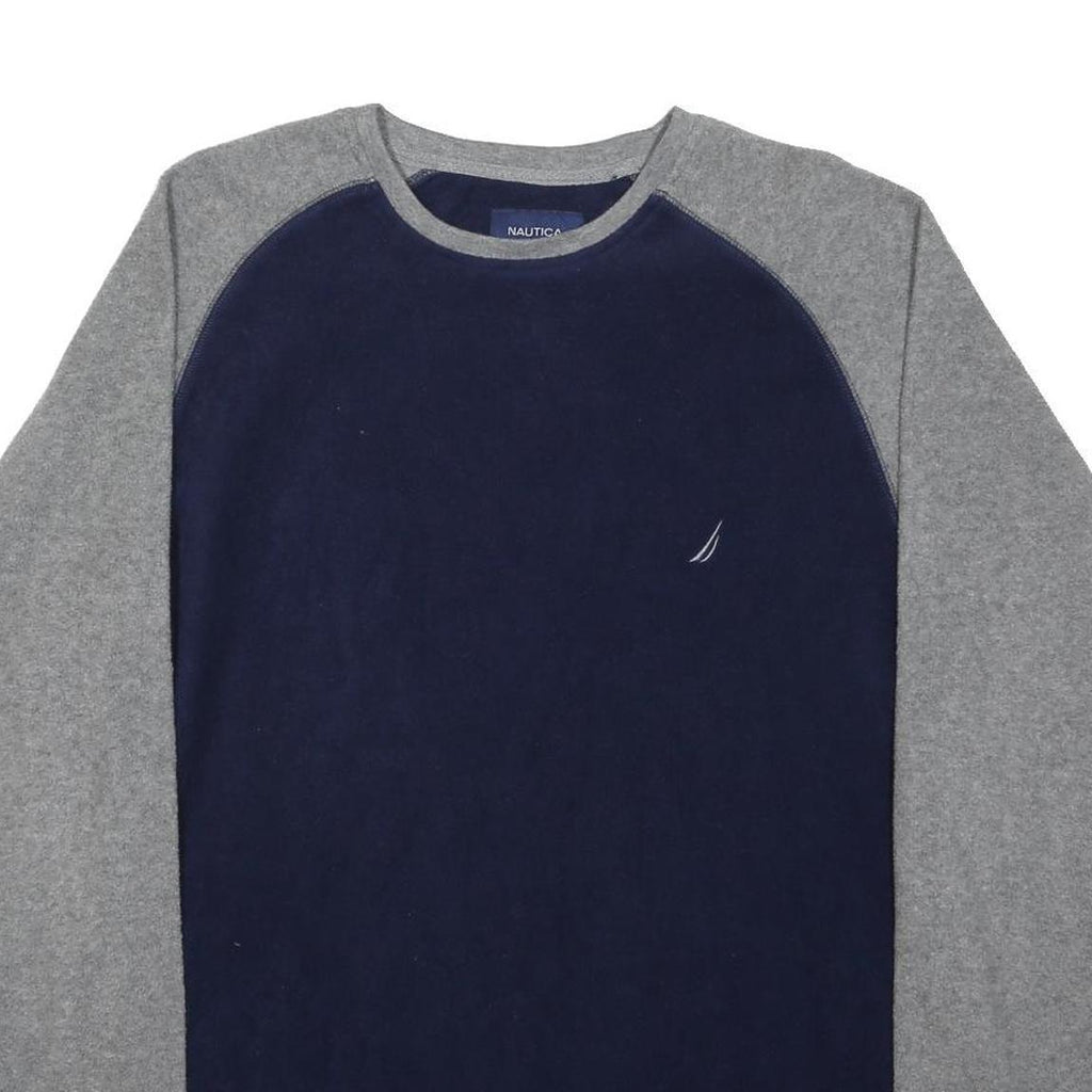 NAUTICA Mens Navy & Grey Plain Polyester Crew Neck Basic Knit Jumper M Casual