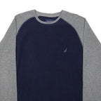 NAUTICA Mens Navy & Grey Plain Polyester Crew Neck Basic Knit Jumper M Casual