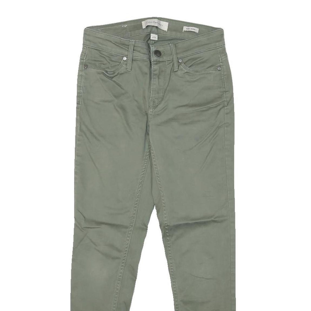 CALVIN KLEIN JEANS Womens Slim Green Trousers W25 L25 Stylish Zip Closure Cotton