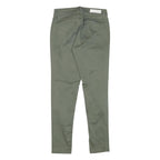 CALVIN KLEIN JEANS Womens Slim Green Trousers W25 L25 Stylish Zip Closure Cotton