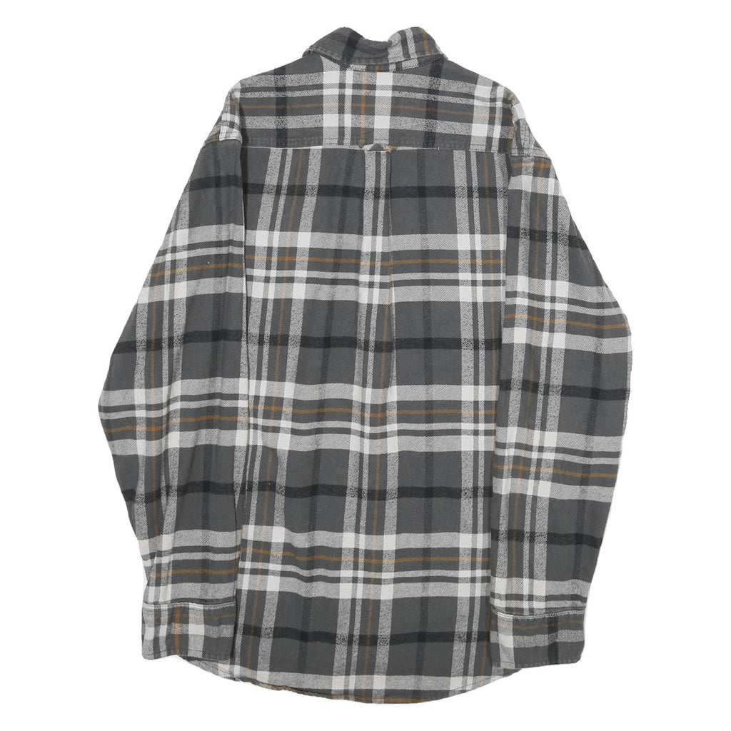 JACHS Mens Grey & Brown Cotton Check Shirt M Long Sleeve Button-Up Casual