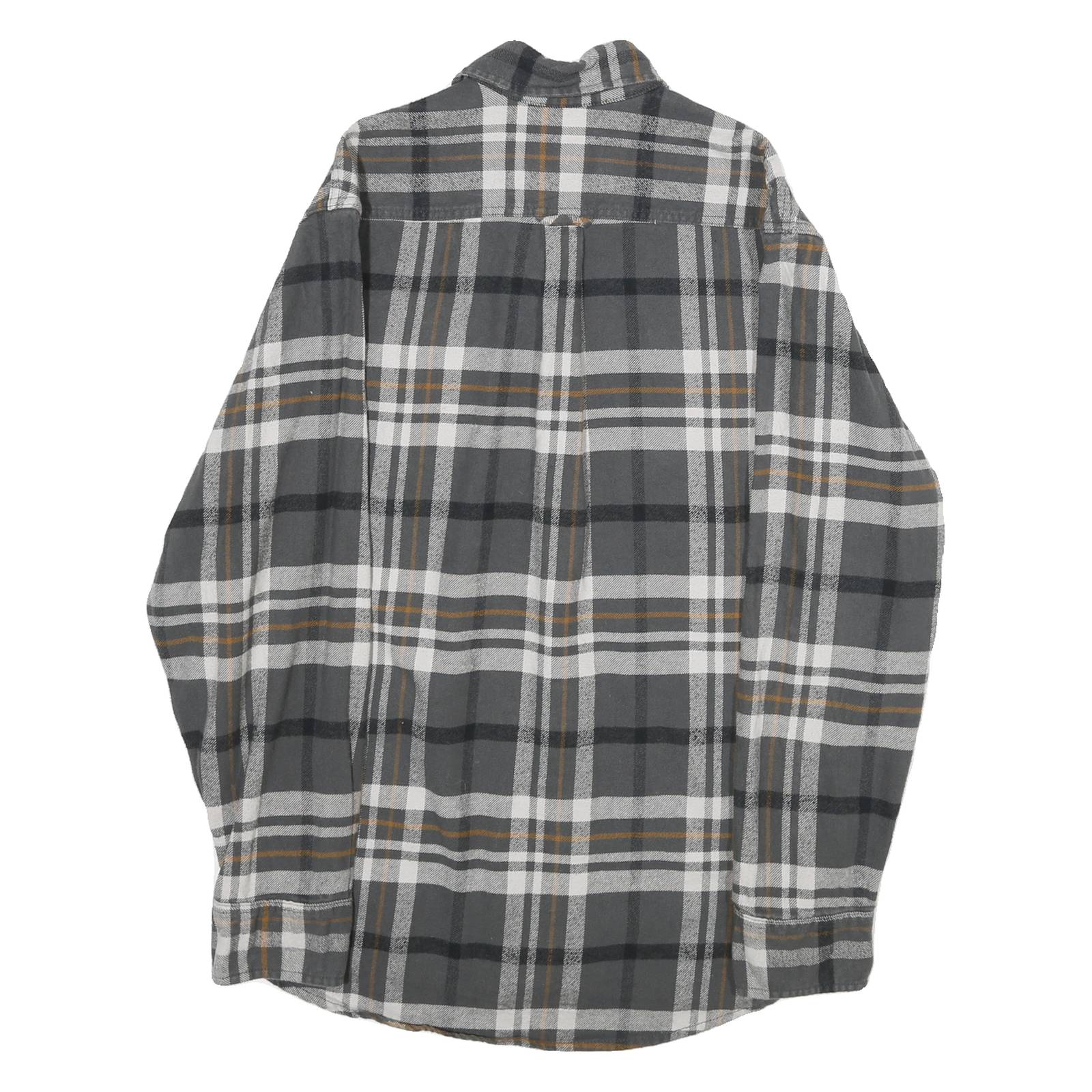 JACHS Mens Grey & Brown Cotton Check Shirt M Long Sleeve Button-Up Casual