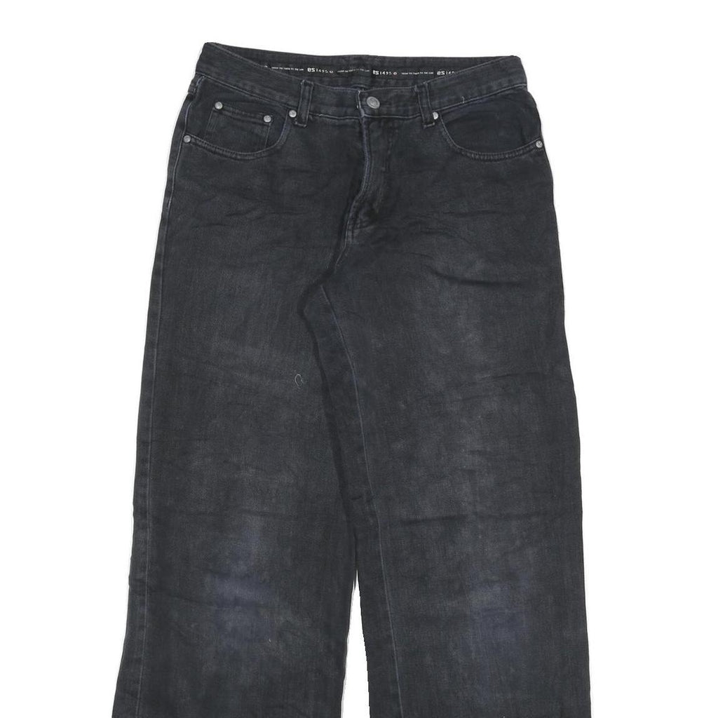 ES Womens Loose Fit Black Denim Jeans W30 L31 Cotton Blend Zip Casual