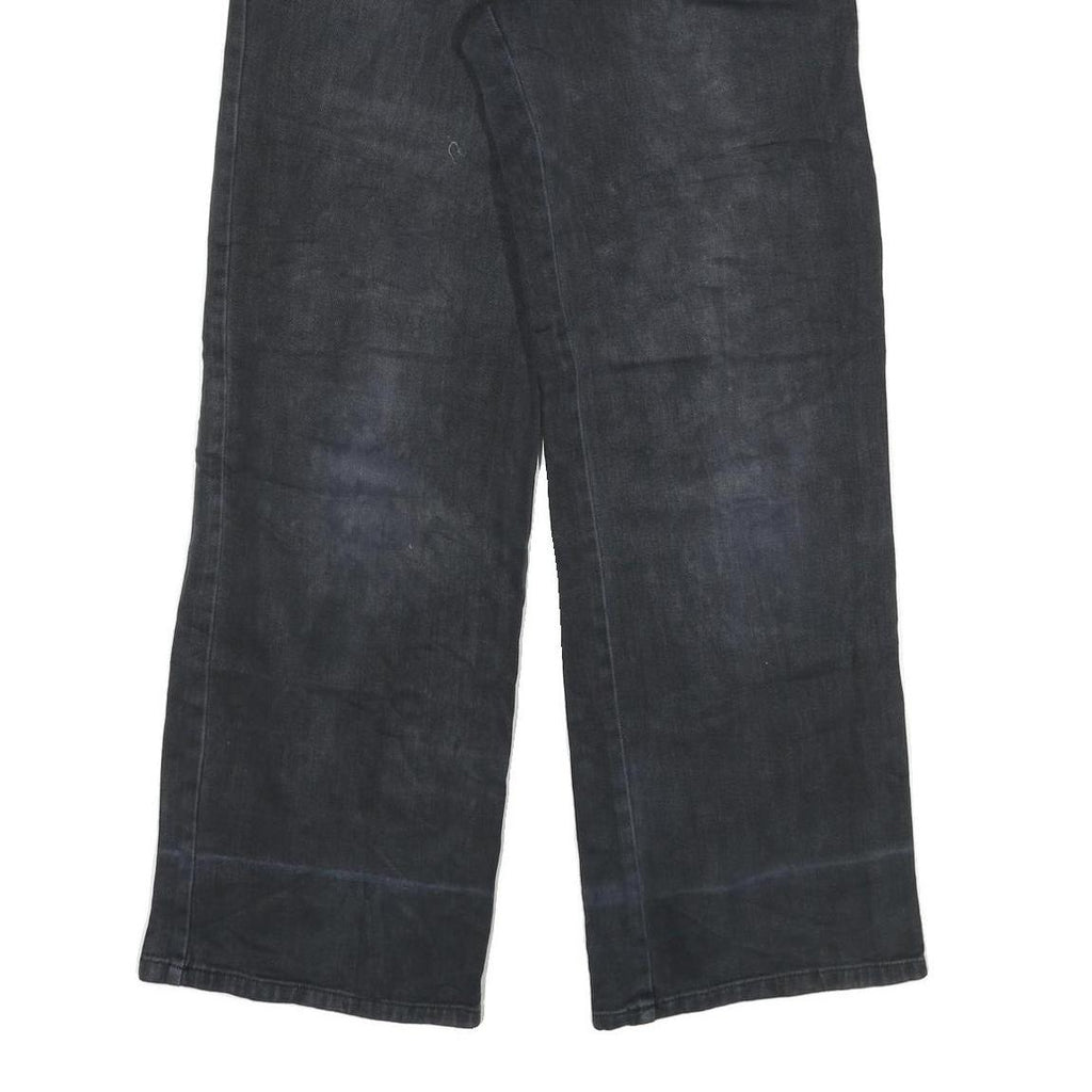 ES Womens Loose Fit Black Denim Jeans W30 L31 Cotton Blend Zip Casual