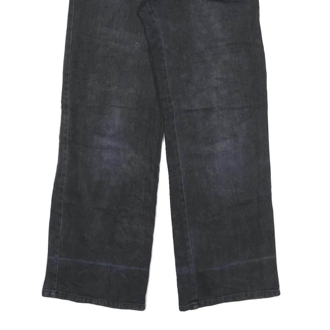 ES Womens Loose Fit Black Denim Jeans W30 L31 Cotton Blend Zip Casual