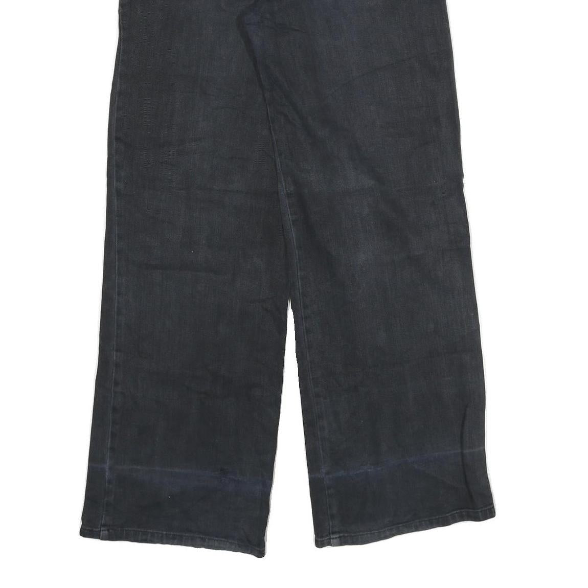 ES Womens Loose Fit Black Denim Jeans W30 L31 Cotton Blend Zip Casual