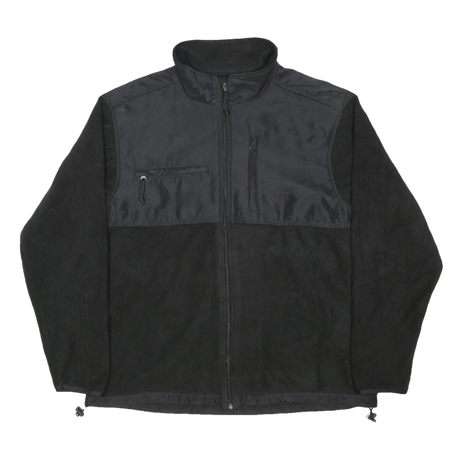 CHAPS Mens Black Polyester Zip-Up Jacket XL Fleece Casual Outdoor Warm