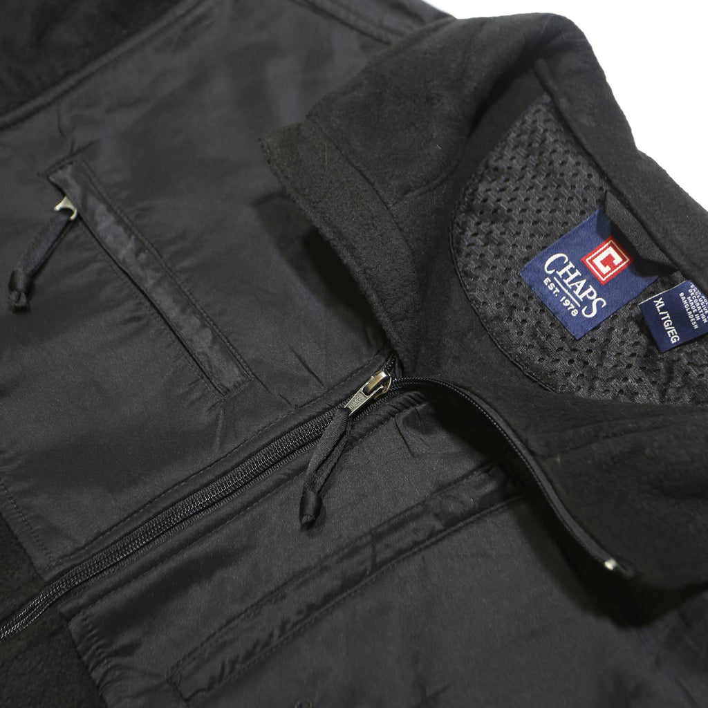 CHAPS Mens Black Polyester Zip-Up Jacket XL Fleece Casual Outdoor Warm