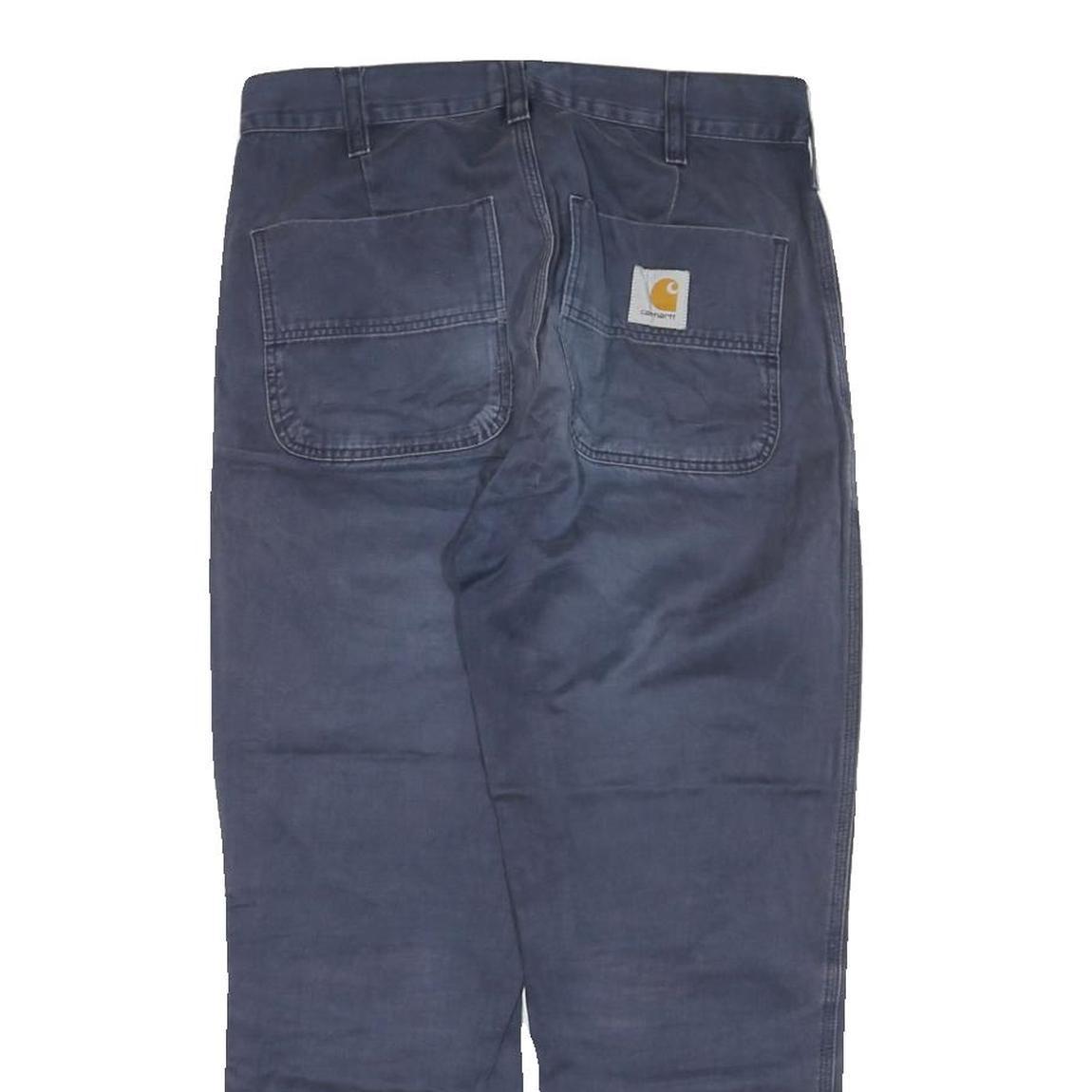 CARHARTT Mens Cotton Blend Navy Regular Straight Trousers W30 L26 Zip Casual