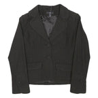 H&M Womens Black Wool Blend Blazer Jacket S Button Closure Tailored Fit Plain