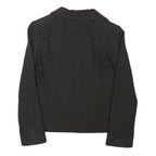 H&M Womens Black Wool Blend Blazer Jacket S Button Closure Tailored Fit Plain