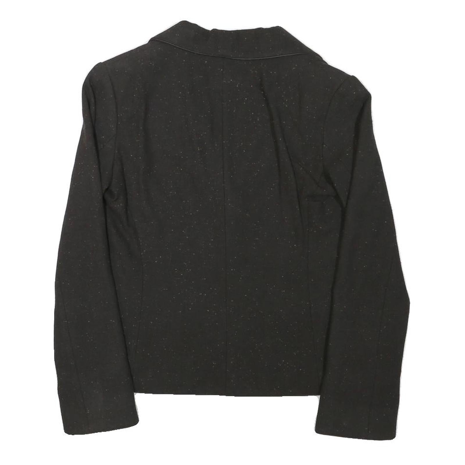 H&M Womens Black Wool Blend Blazer Jacket S Button Closure Tailored Fit Plain