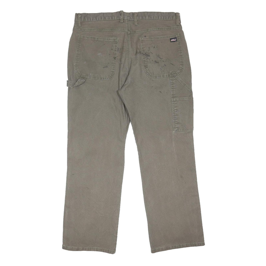 DICKIES Mens Jeans Beige Regular Straight Denim W38 L29 Button Closure Workwear