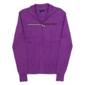 TOMMY HILFIGER Womens Cardigan Purple High Neck Tight Knit XS