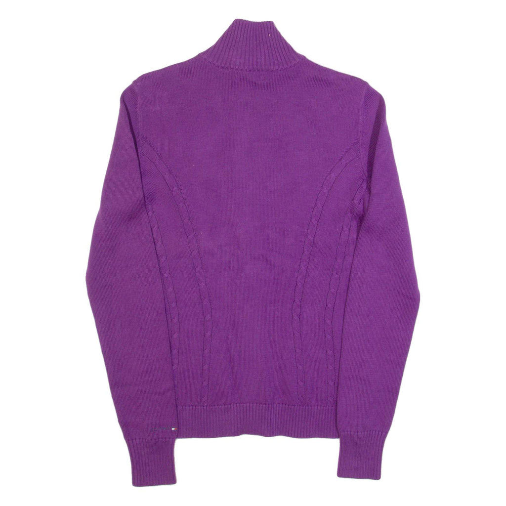 TOMMY HILFIGER Womens Cardigan Purple High Neck Tight Knit XS