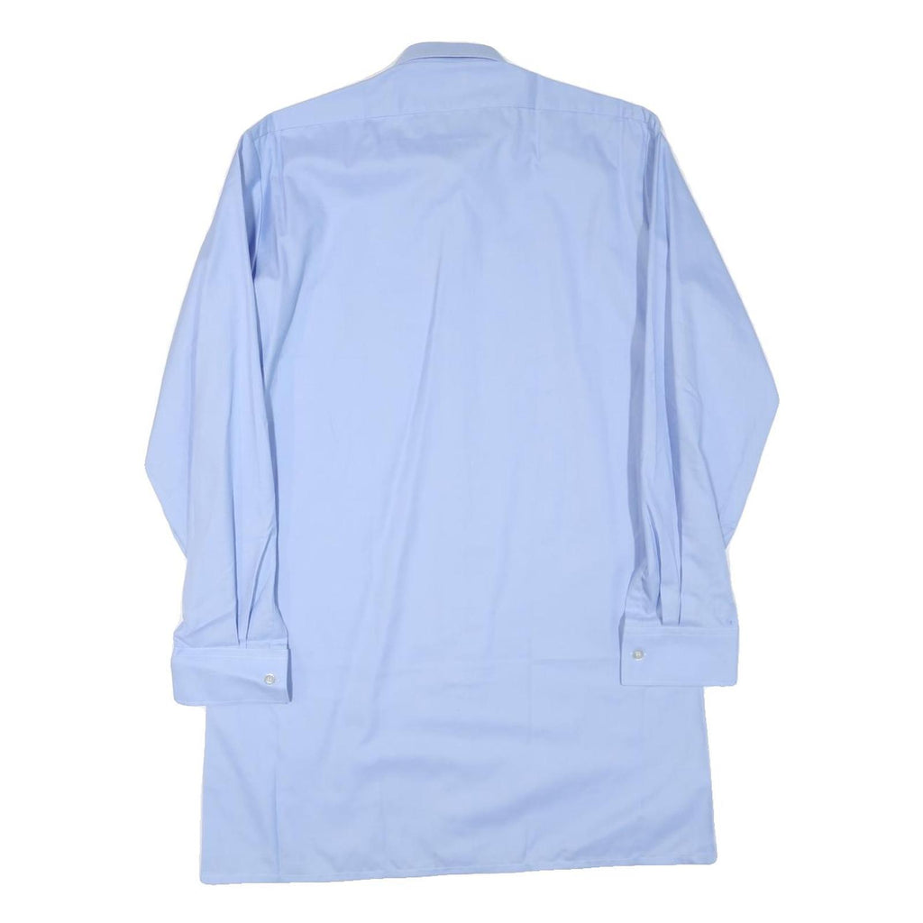 AMSA Mens Blue Plain Long Sleeve Shirt L Cotton Blend Formal Workwear
