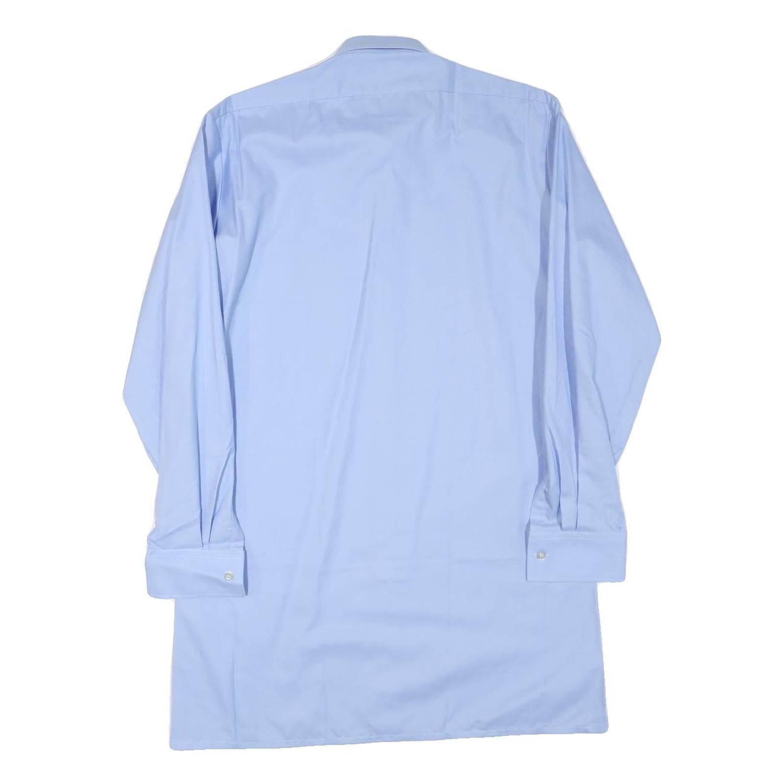 AMSA Mens Blue Plain Long Sleeve Shirt L Cotton Blend Formal Workwear