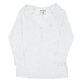 TRUE RELIGION Womens White Long Sleeve Henley Neck T-Shirt S Cotton Blend